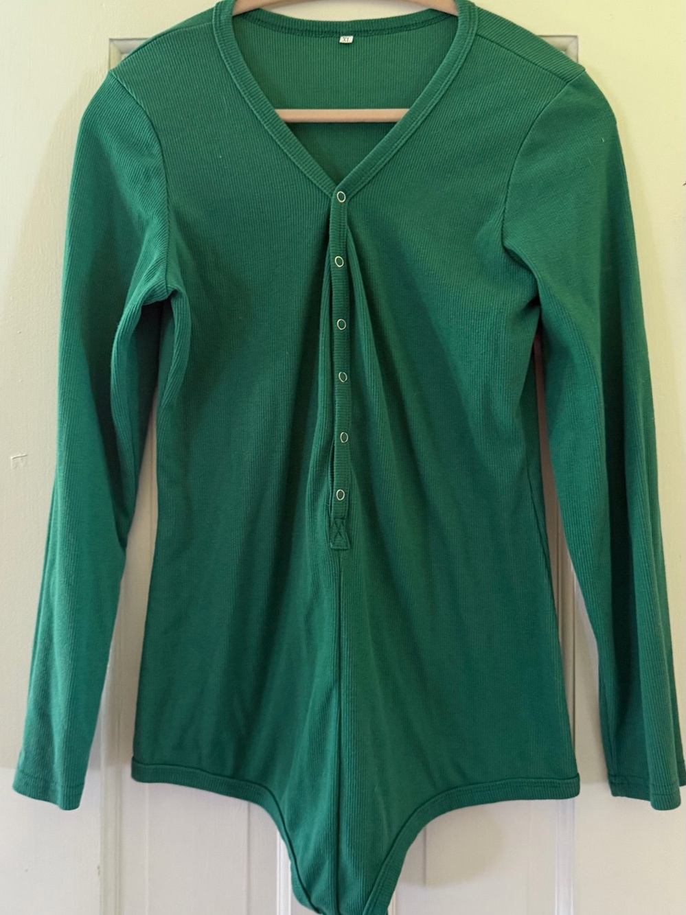 Green Long-Sleeve Henley Bodysuit - Women